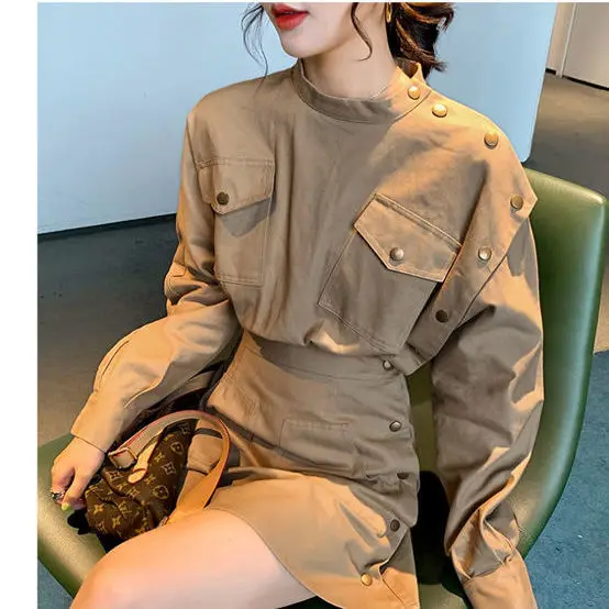 

Autumn Dress Women 2020 long sleeve autumn Dress Korean Style Sexy Dress Strappy Kawaii Clothes Streetwear jupe femme plus size