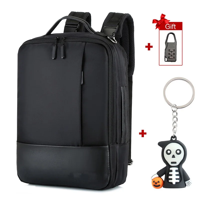 Black with lock B Бизнес-рюкзак, мужские рюкзаки для ноутбука, 15,6 дюймов, водонепроницаемые мужские и женские сумки, зарядка через usb, задняя упаковка блокнот, черный рюкзак для путешествий - Цвет: Black with lock B