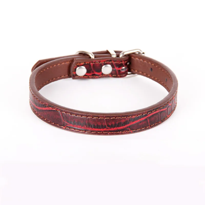 Однотонный собачий ошейник с крокодиловым узором регулируемый
