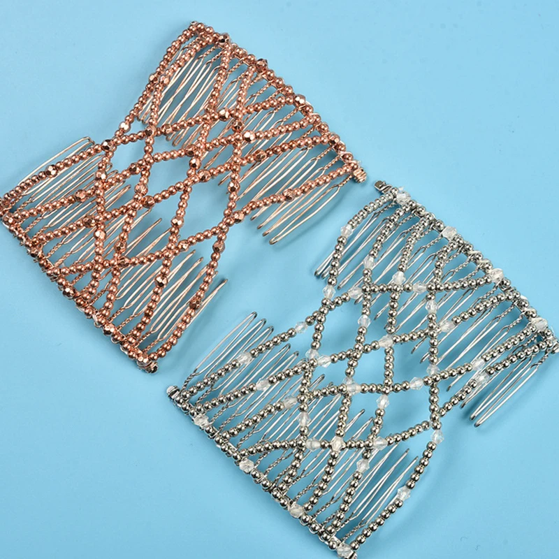 Модные женские бусины эластичные гребни для волос двойная скользка волшебный