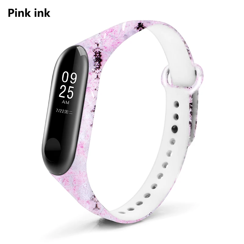 BOORUI mi band 3 ремешок mi Группа 3 аксессуары замена силиконовые разнообразные ремешок для xiaomi mi 3 Смарт-браслеты - Цвет: Pink ink