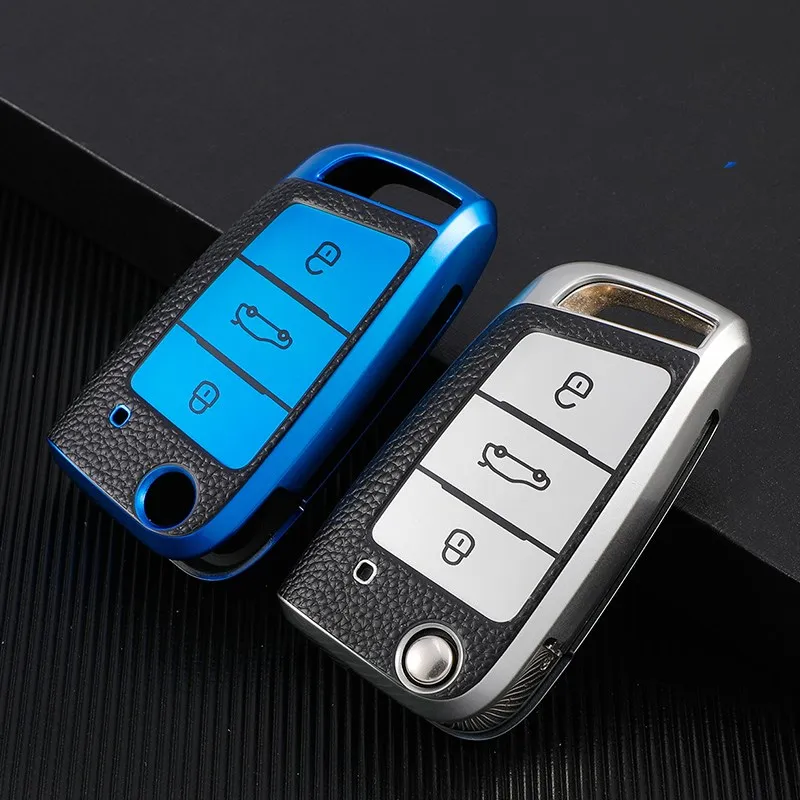 

Carbon New Soft TPU Car Key Case Cover For Volkswagen VW Golf 7 MK7 Tiguan mk2 for Skoda Octavia A7 Kodiaq 2017 2018 2019