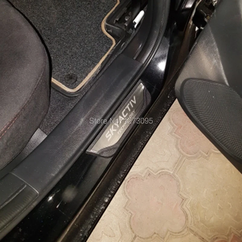 Для Mazda 6 3 нержавеющие двери и подоконники удар Накладка гвардии педаль Защитная крышка отделкой автомобиля Средства для укладки волос