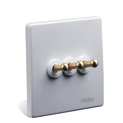 3-Gang Switch Высокое качество 86 Ретро Белый настенный светильник латунь тумблер выход одиночный двойной контроль 2 позиционный светильник переключатель розетка панель комплект - Цвет: 3-Gang Switch