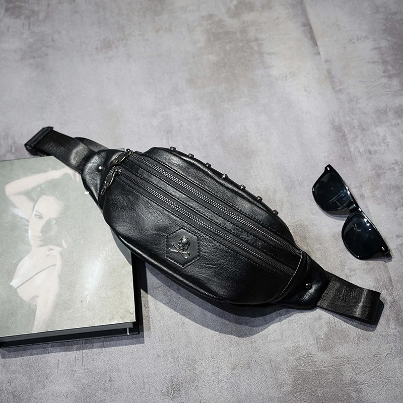Забавная поясная сумка Mihaivina с заклепками для мужчин и женщин кожаная сумочка на