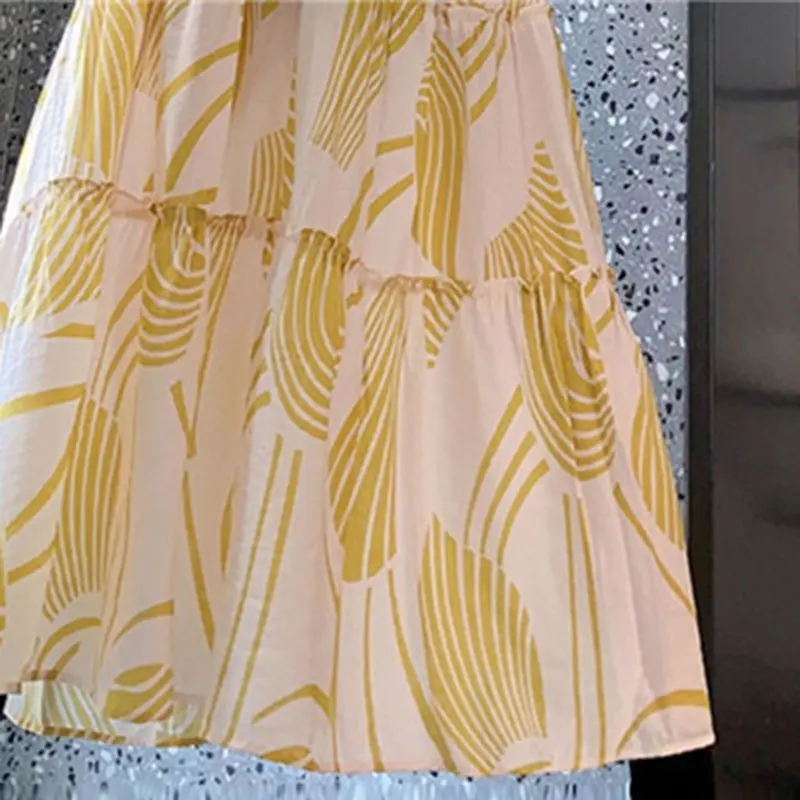

XITAO Print Pattern Dress Fashion New Women Pullover Pleated Goddess Fan Casual Style 2021 Summer Minority Loose Dress CLL1234
