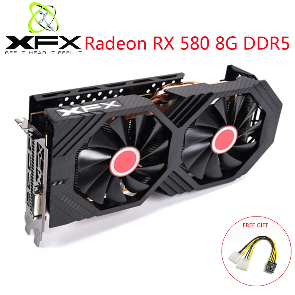 XFX Radeon RX580 8 ГБ DDR5 Видеокарта AMD GPU Гб 256 бит Графическая карта Видео игра PC