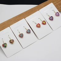 natural stone earrings peach heart shaped emperor stone charms for elegant women love romantic gift