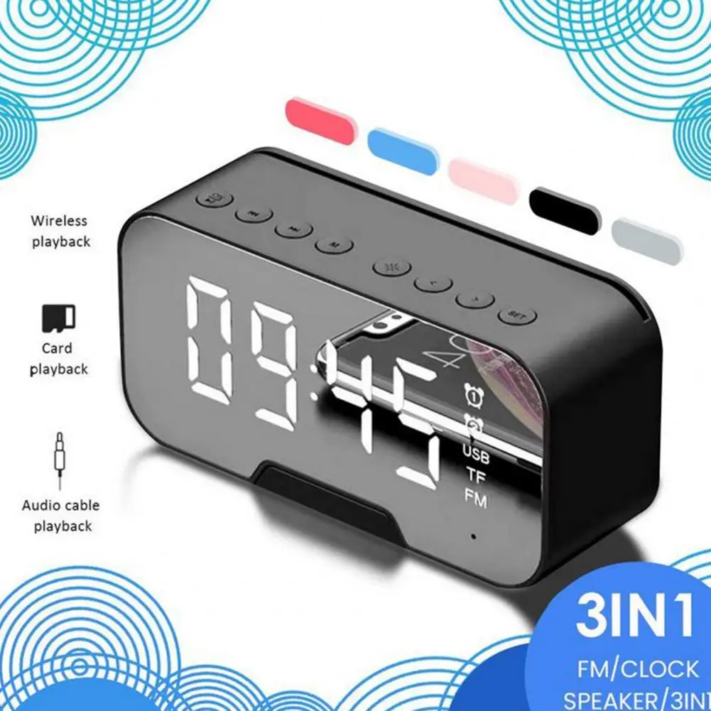 Беспроводная Bluetooth-Колонка s FM-радио светодиодные зеркальные часы сабвуфер