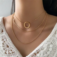 new choker chains necklace women two layer round necklaces gold color necklace chocker neck fashion collier femme collar rasae