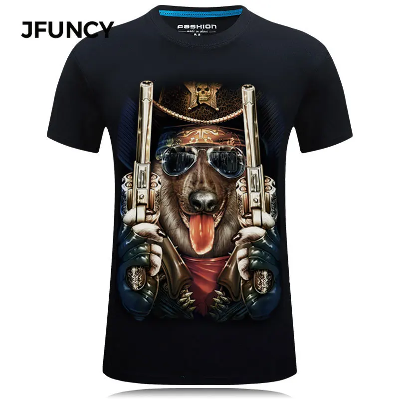 JFUNCY Men 3D T-shirt Summer Casual Harajuku Dog Print Man Tee Shirts Short Sleeve Male Tops Plus Size Hip-hop Tshirt