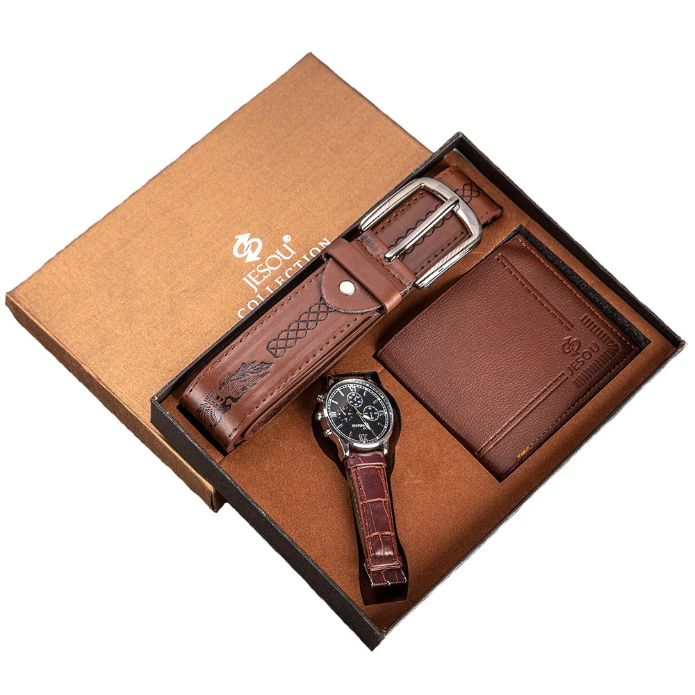 

Men's Gift Set Beautifully Packaged Watch + Wallet Leather Belt Set Creative Combination Set