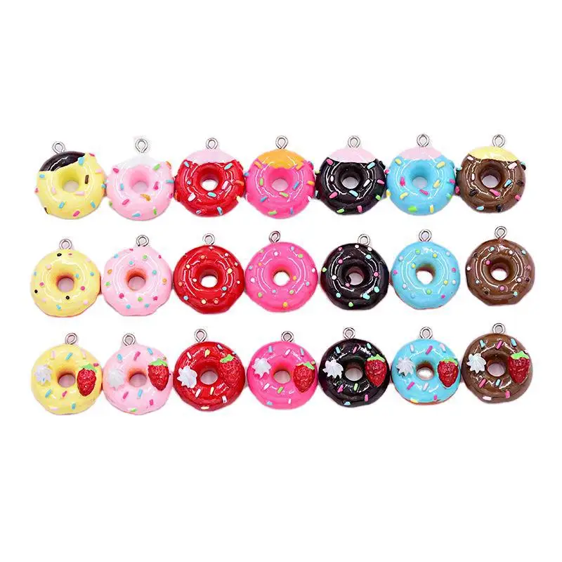 10 шт. 21*26 мм Милые Пончики Еда Подвески 3D полимерный брелок Чарующее ювелирное уха