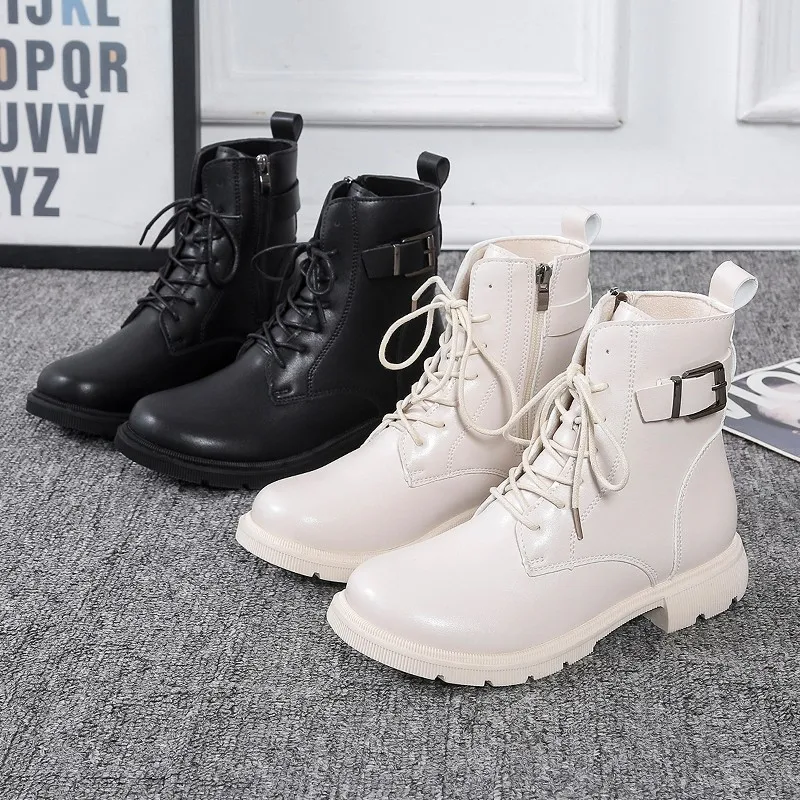

Autumn 2021 New British Style Martin Boots Women's Flat-bottomed Casual Women's Shoes With Thick Soles And Short Boots Women.
