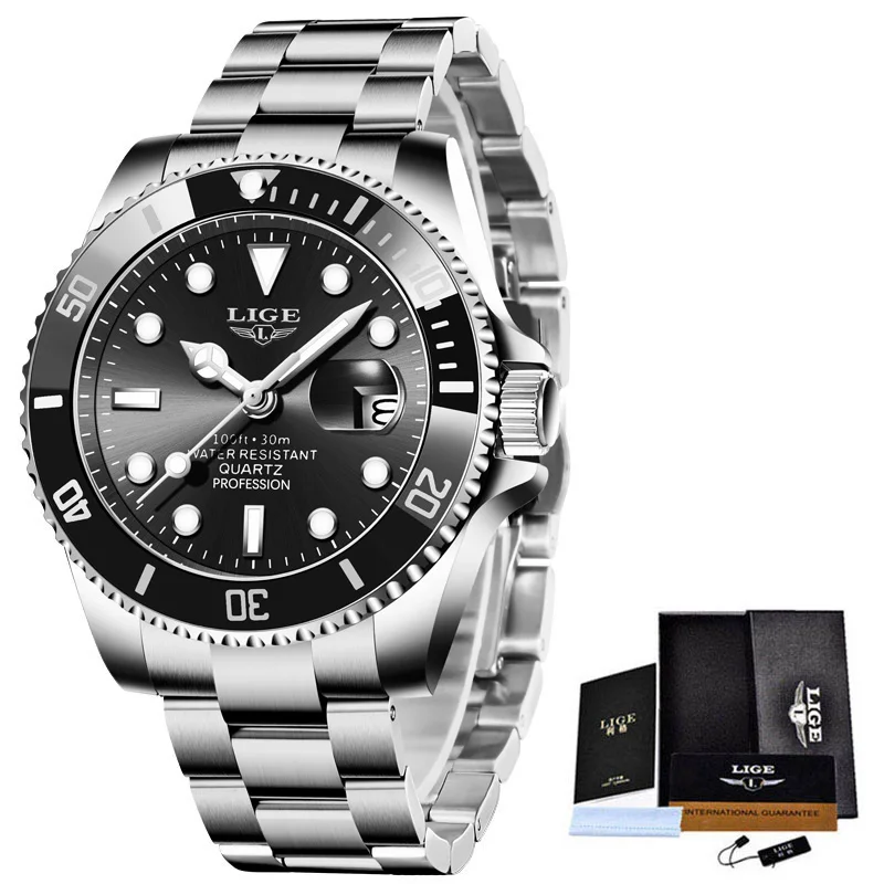 

2021 New LIGE Mens Watches Fashion Business Waterproof Quartz Wrist Watch Men Top Brand Luxury Stainless Steel Sport Clock Male