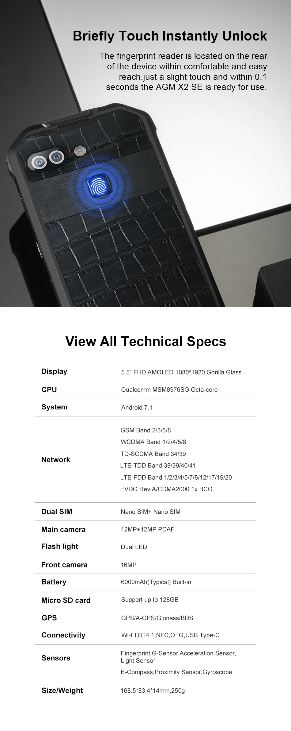 Официальный AGM X2 SE Android 7,1 прочный смартфон 6+ 64G 5," кожа IP68 водонепроницаемый 6000 мАч две sim-карты 16,0 Мп фронтальная камера