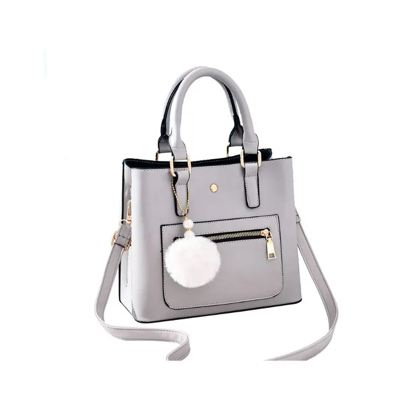 

Women Shoulder Bags PU Leather Fluffy Ball Pedant Elegant Handbag Party Travel