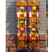 a pair 2p wholesale buddhist supply home temple embroidery eight auspicious symbols wall hang sutra banner prayer flag fopan