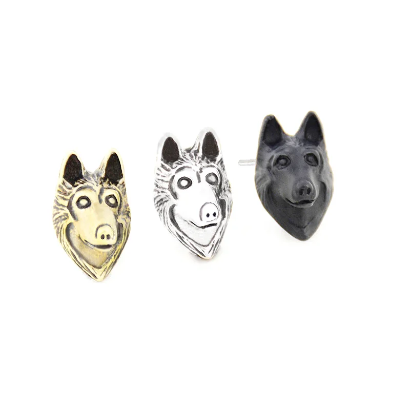 Винтажные серебряные серьги в виде сибирской собаки хаски животных милые стиле