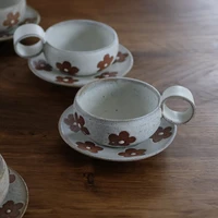 aesthetic flower tea coffee cup handmade vintage japanese style teacup ceramic reusable koffie kopjes espresso cups