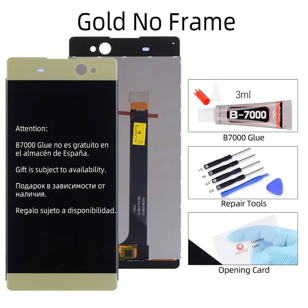 Дисплей для SONY Xperia XA Ultra LCD F3211 F3212 в сборе с тачскрином на рамке черный белый золотой - Цвет: No Frame Gold