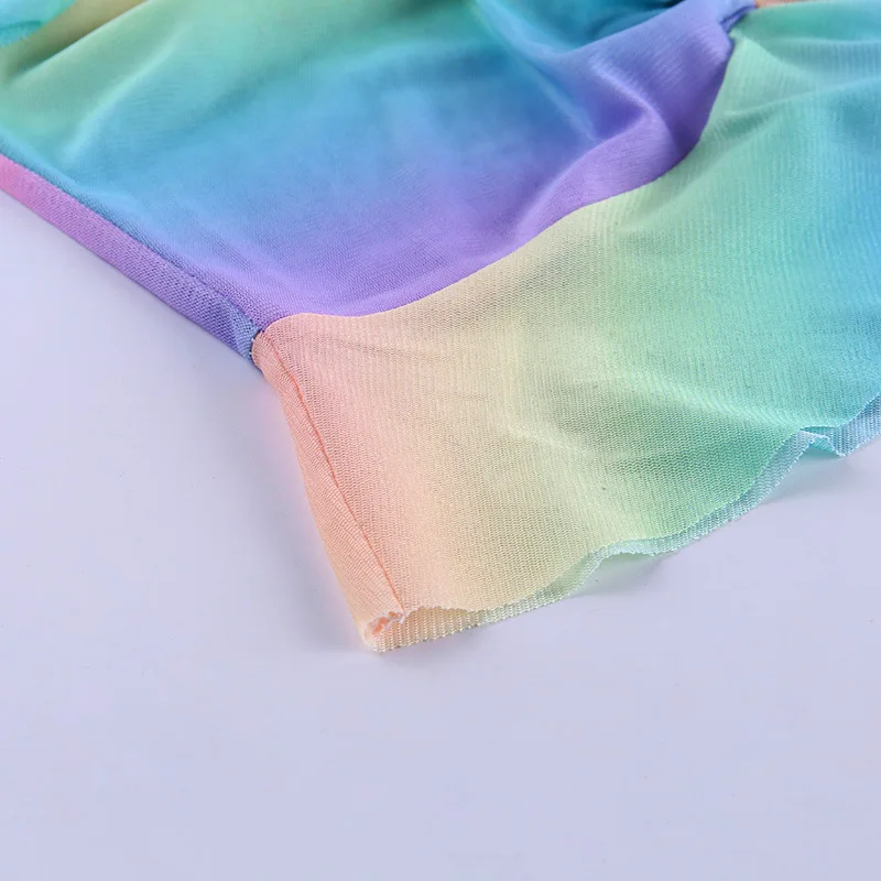 

2020 New INS Hot Sale Gradient Drawstring Strap Wrinkle Show Chest Exposing Navel Short Summer Wrap Chest Female