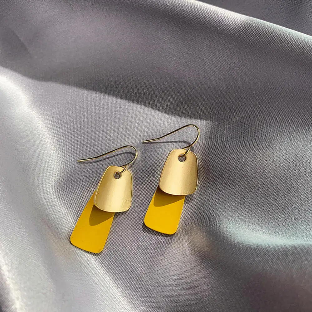 1 пара Женские Геометрические серьги в Корейском стиле контрастные цветные