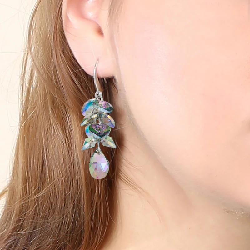 

Dangle Earrings Made with Austria Crystal New Fashion Drop Earrings Heart Earings For Women Elegant Party Wedding Jewelry Gift