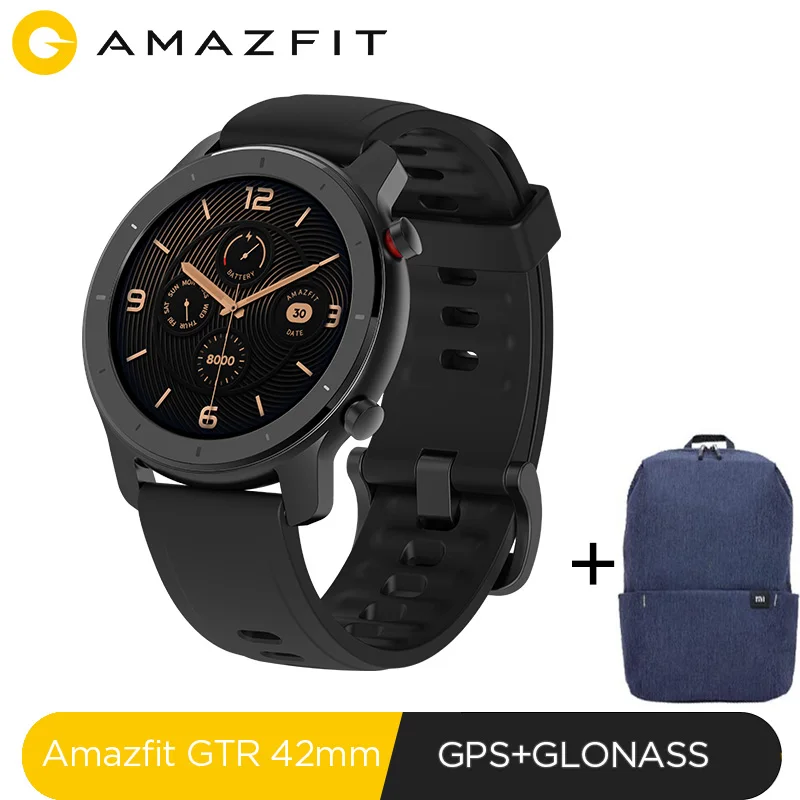 GTR-42mm-bagblue Huami Смарт-часы Amazfit GTR 42 мм amoled Huami Gtr 5ATM водонепроницаемые Смарт-часы 24 дня батарея AMOLED экран 12 спортивных режимов - Цвет: GTR-42mm-bagblue