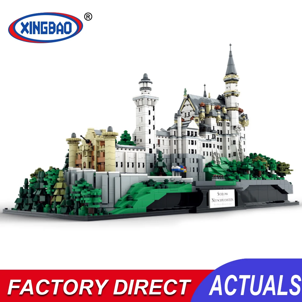Xingbao известный Архитектура Neuschwanstein город МОС Streetview строительные блоки модель