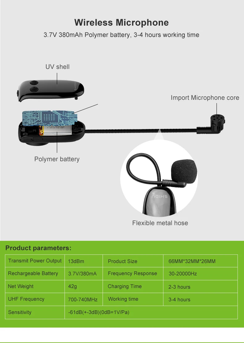 Профессиональный UHF микрофон беспроводной портативный конденсаторный