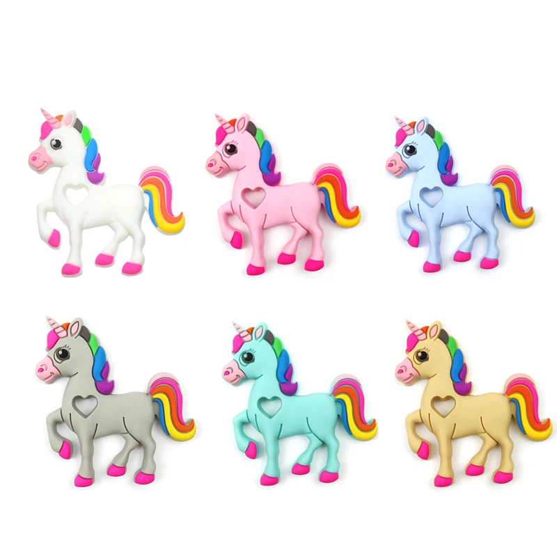 Unicorn 5 шт., Детские Прорезыватели, силиконовые, без бисфенола, животные, милая собака, Детские Прорезыватели, игрушки, сделай сам, овцы, жевательные подвески, Детские Прорезыватели, подарок, обезьяна - Цвет: Unicorn