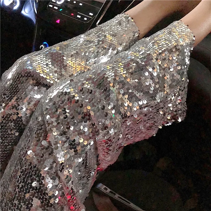 2021 Fashion The New Loose Buling Sparkling Sequin Wide Leg Slim Leisure Pants Free Shipping | Женская одежда