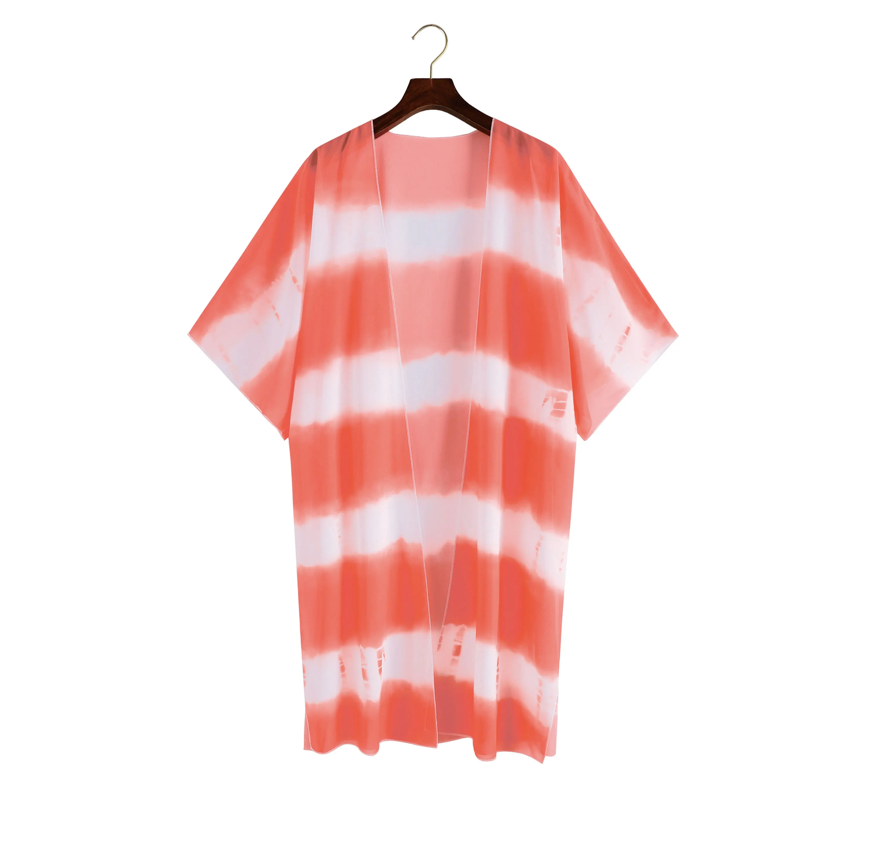 

2021 Blue Boho Striped Robes Bathing Suit Cover-ups Plus Size Beach Wear Long Kimono Dress Women Summer Swimsuit Cover Up