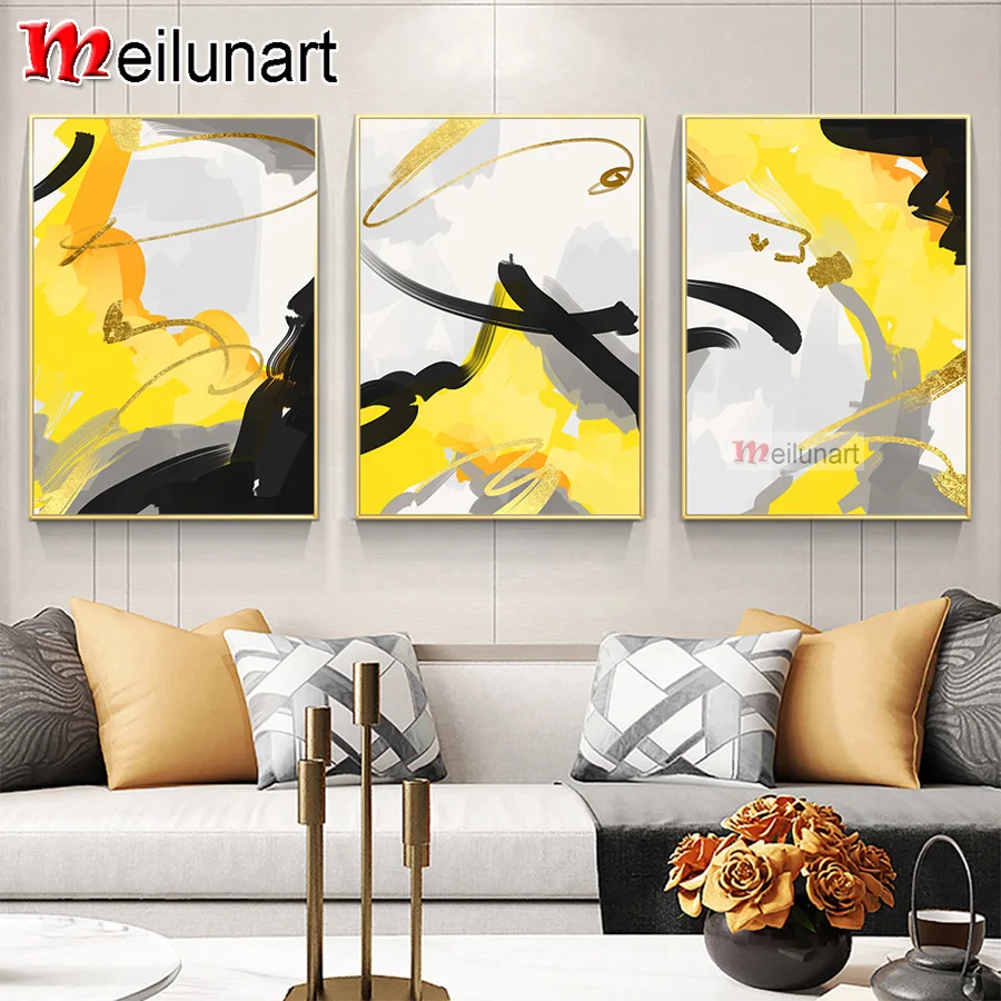 

Абстрактный желтый пейзаж diy мозаика 5d алмазная живопись распродажа Триптих полная квадратная круглая Алмазная вышивка наборы AS0877