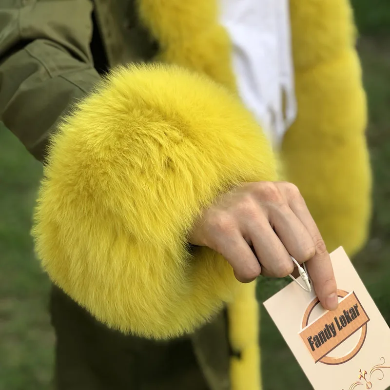 Fandy lokar натуральный мех пальто для женщин зимняя куртка Лисий с капюшоном кролика