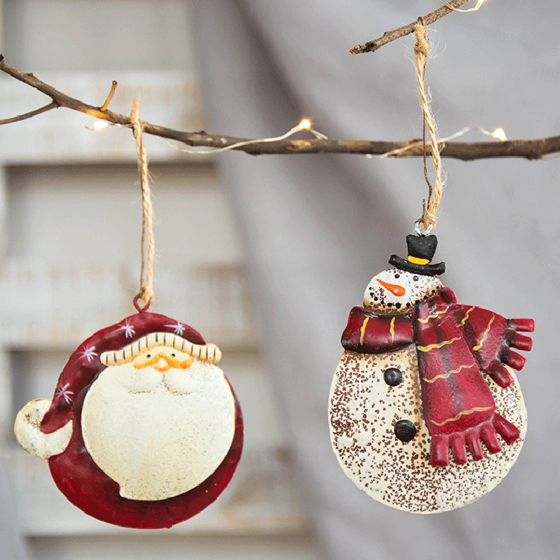 

Snowman Santa Claus Angel Ornaments Hanging Pendants Iron Crafts Xmas Decor