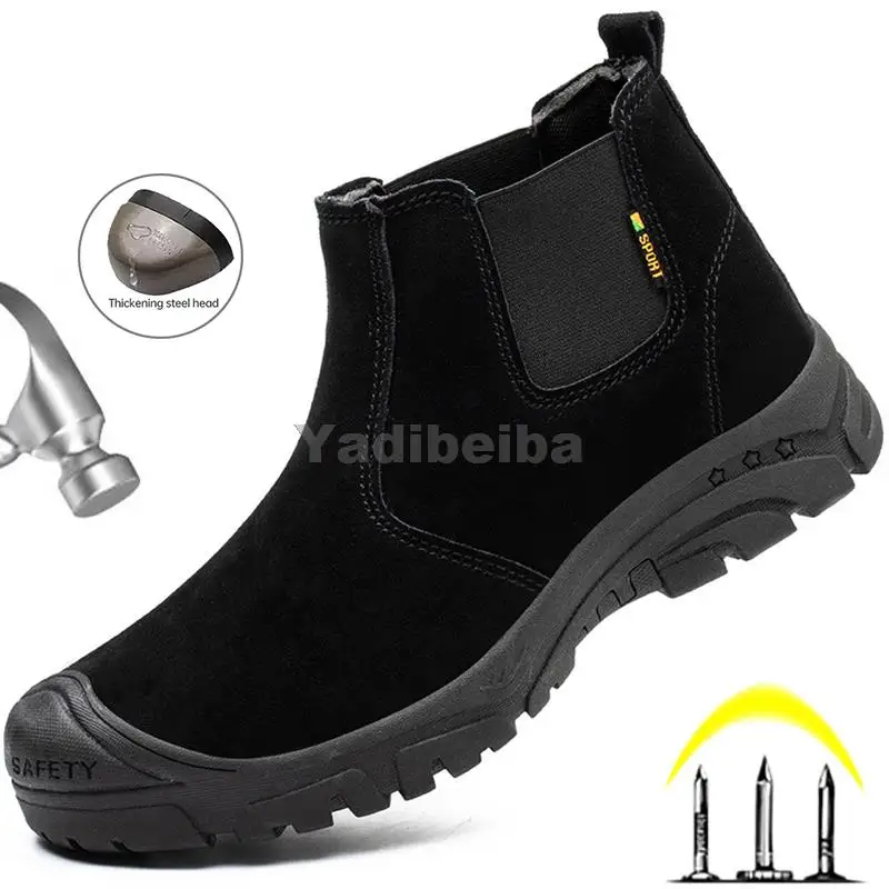 

Outdoor Work Boots Construction Safety Boots Men Steel Toe Safety Shoes Indestructible Welder Work Shoes Man Chelsea Boots 2022