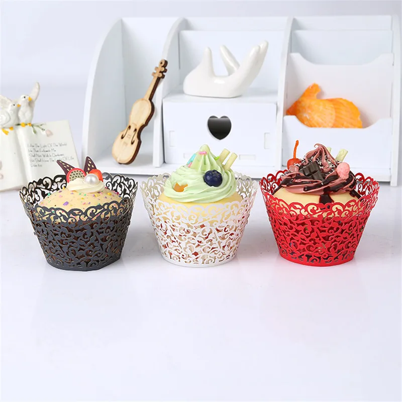 12 шт. кружевная лазерная резка обертка для торта лайнер Подарочная коробка