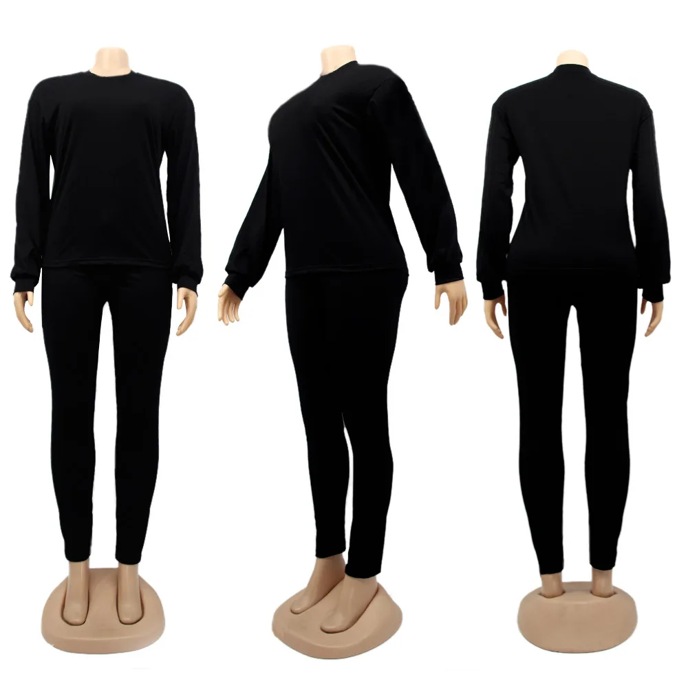 

Zoctuo Solid Two Piece Set Long Sleeve Women'S Set T Shirts Pencil Pants Set Sexy Casual Suit Outfits Fashion O-Neck Tracksuit
