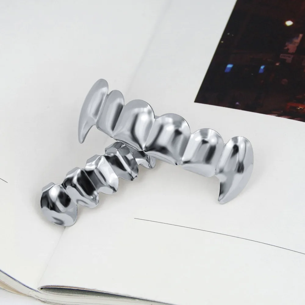 GUCY пользовательский подходят золото посеребренные хип-хоп ЗУБЫ Grillz верхней и нижней вампира зубы-клыки грили Шапки Набор с силиконовым