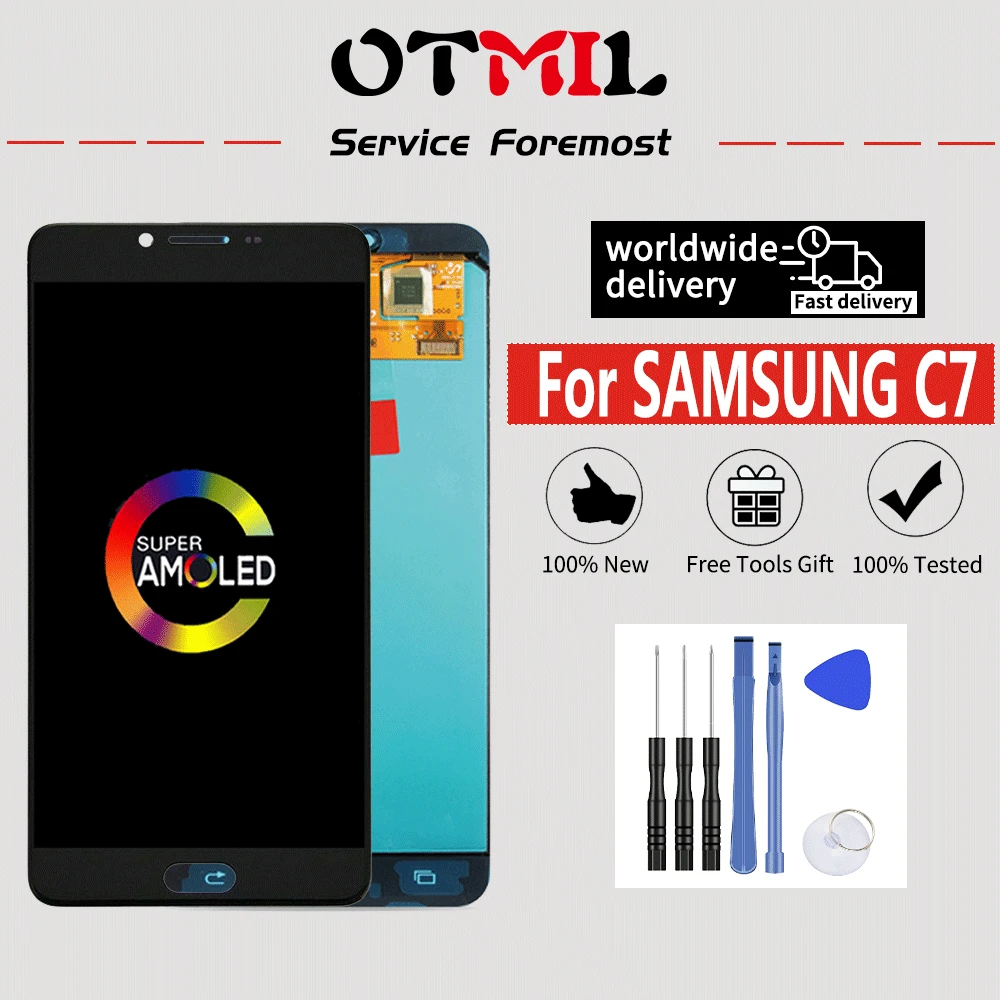 ЖК дисплей 5 2 дюймов Super AMOLED для SAMSUNG Galaxy C7 сменный дигитайзер Samsung C7000 экран OLED