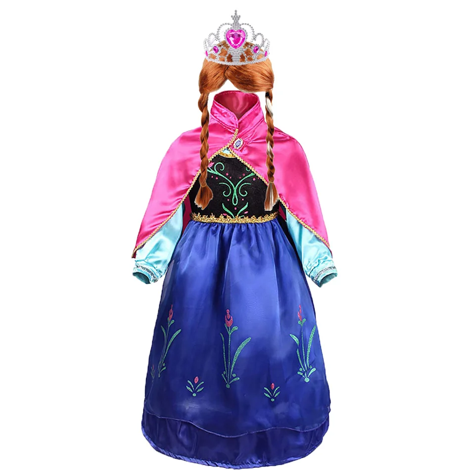 

Girls Anna Dress Snow Queen Kids Princess Dress Dress Up Cosplay Birthday Party Costume Children's Clothing Girl Clothes 3-10T