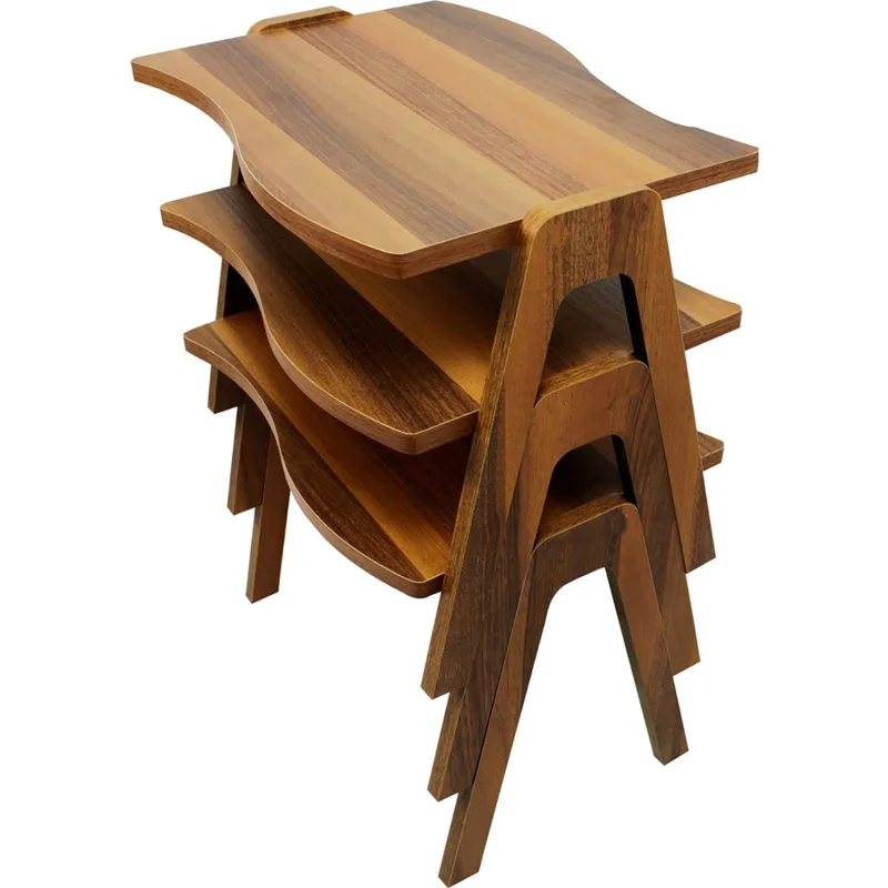

Nesting Table Center Table Walnut Walnut Leg European Coffee Table Wooden Mesa Auxiliar Table Basse Portable 3 Pcs Sturdy