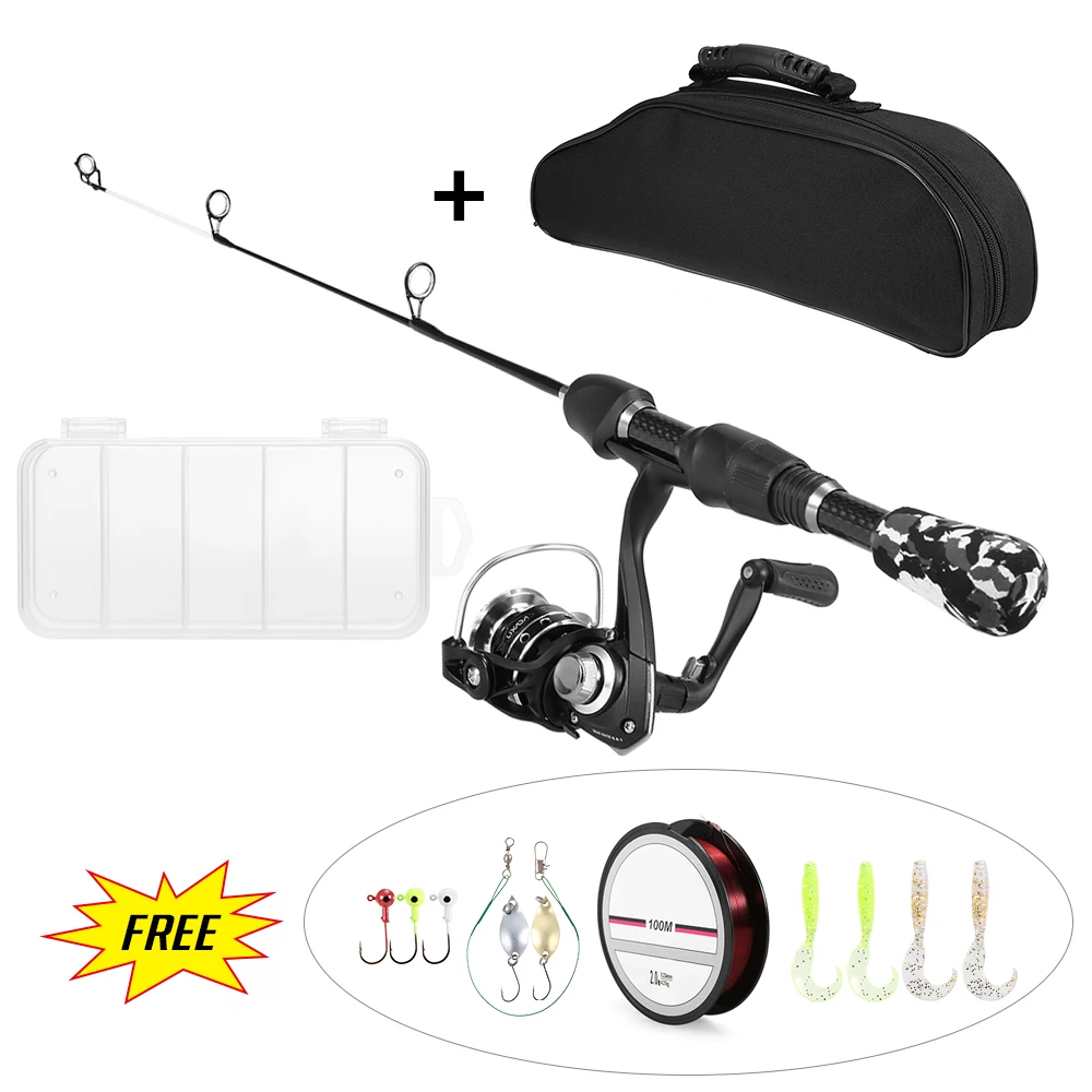 

Lixada Fishing Rod And Reel Combo Ice Fishing Hooks Nylon Fishing Lines Soft Worms Lures Reflective Metal Lures Fishing Tackle