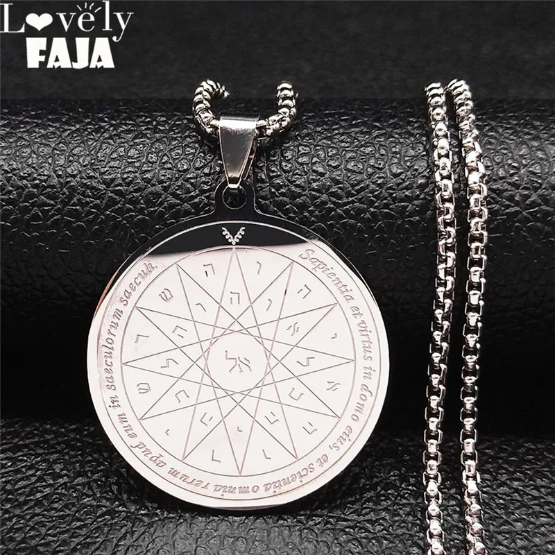 

Fashion Magic Circle Solomon Seals Stainless Steel Chain Necklace for Women/Men currently used by occult magicians Jewelry N4509