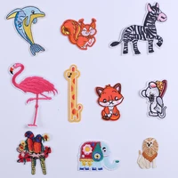 cute flamingo giraffe squirrel embroidered patches for clothing sewing application sew on patch diy iron on applique on clothes