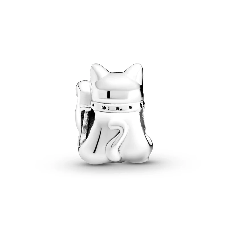 2 шт./лот, подлинные серебряные бусины с надписью Lucky Cat& Lucky Bag, подходят к оригинальному браслету Pandora, ожерелье, сделай сам, бисер для изготовления ювелирных изделий
