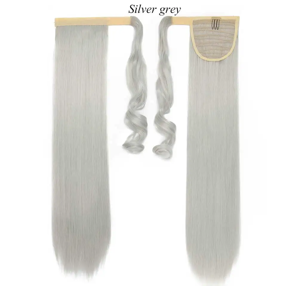 silver grey S-noilite, накладные волосы, конский хвост, длинные прямые волосы, синтетические волосы, 2" 26", шиньон, заколка в конский хвост, 10 цветов - Цвет: silver grey