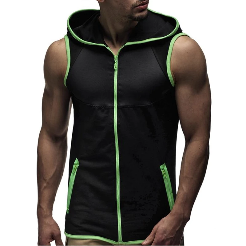 IceLion 2021 без рукавов сезон весна Толстовки с капюшоном для мужчин Slim Fit кофты